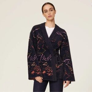 Scotch & Soda Relaxed Fit Jacquard Mountain Kimono Cardigan Size S Shaggy Boho